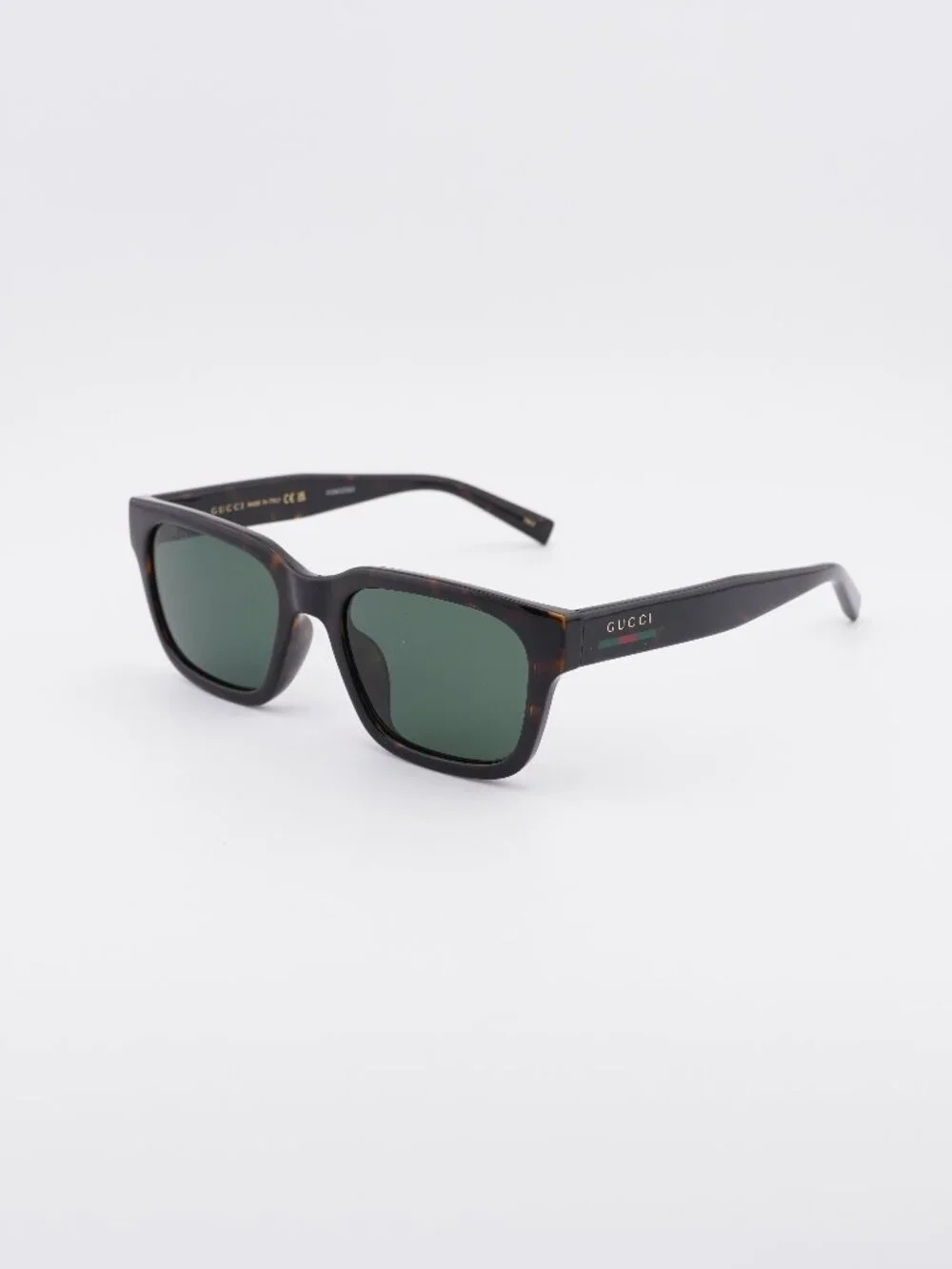 Gucci GG1857SK 002 Sunglasses Havana Square Frame, Green Lenses